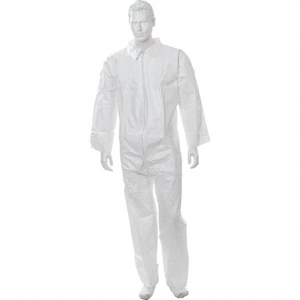 Import - Size L Polypropylene General Purpose Coveralls - White, Zipper Closure, Open Cuffs, Open Ankles - Benchmark Tooling