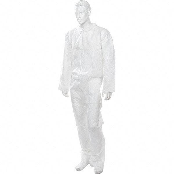Import - Size 2XL Polypropylene General Purpose Coveralls - White, Zipper Closure, Open Cuffs, Open Ankles - Benchmark Tooling