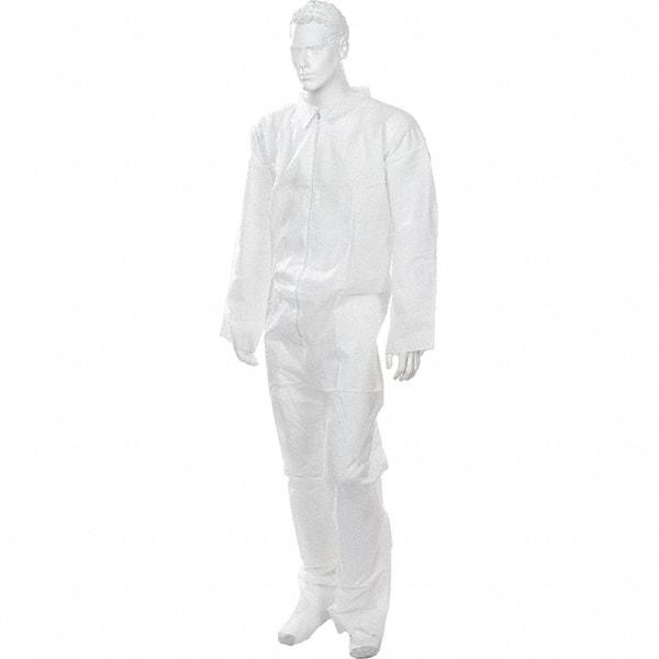 Import - Size L Polypropylene General Purpose Coveralls - White, Zipper Closure, Open Cuffs, Open Ankles - Benchmark Tooling