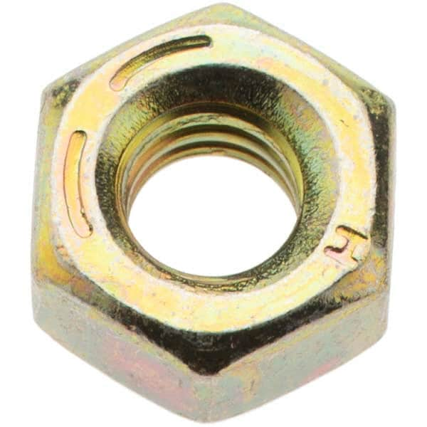 Value Collection - 1/4-20 UNC Steel Right Hand Hex Nut - 7/16" Across Flats, 7/32" High, Zinc Yellow Dichromate Finish - Benchmark Tooling