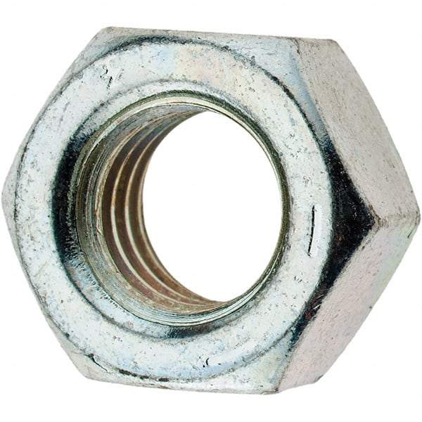 Value Collection - 7/16-14 UNC Steel Right Hand Hex Nut - 11/16" Across Flats, 3/8" High, Zinc Clear Finish - Benchmark Tooling