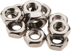 Value Collection - 1/4-20 UNC Stainless Steel Right Hand Machine Screw Hex Nut - 7/16" Across Flats, 7/32" High, Uncoated - Benchmark Tooling