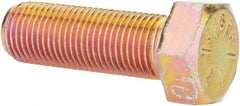 Made in USA - 1/2-20 UNF, 1-1/2" Length Under Head Hex Head Cap Screw - Fully Threaded, Grade 8 Alloy Steel, Zinc Yellow Dichromate Finish, 3/4" Hex - Benchmark Tooling