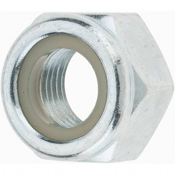 Value Collection - M12x1.25 Metric Fine Grade 8 Hex Lock Nut with Nylon Insert - 12mm High, Zinc-Plated Finish - Benchmark Tooling