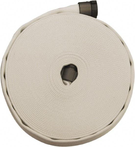 Dixon Valve & Coupling - 3" ID, 135 Working psi, White Polyester/Rubber Fire Hose, Single Jacket - Male x Female NPSH Ends, 50' Long, 405 Burst psi - Benchmark Tooling