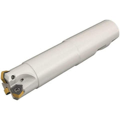 Iscar - 30° Lead Angle, 5/8" Max Cut Diam, 0.35" Min Cut Diam, 0.06" Max Depth of Cut, Indexable Chamfer and Angle End Mill - 2 Inserts, H600 WXCU 04 Insert Style, 3.85" Overall Length, Through Coolant, Straight Shank - Benchmark Tooling