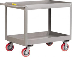 Little Giant - 3,600 Lb Capacity, 24" Wide x 53-1/2" Long x 36-1/2" High Deep Shelf Cart - 2 Shelf, Steel, 2 Rigid/2 Swivel Casters - Benchmark Tooling