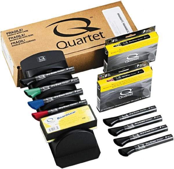 Quartet - 8 Chisel Point Dry Erase Markers - Includes 1 Blue, 1 Green, 1 Red & 5 Black, For Use with Dry Erase Boards - Benchmark Tooling