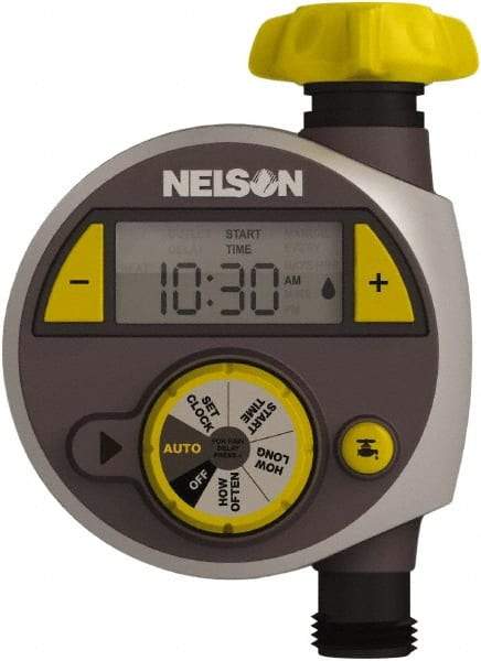 Nelson - Electronic Lawn Sprinkler Timer - 2 Watering Modes, 1 Outlet, 3/4-18 National Hose Thread - Benchmark Tooling