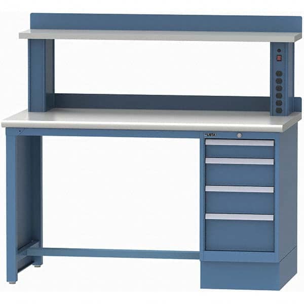 Workstation: Bright Blue 1,000 lb Capacity, 1 Shelf