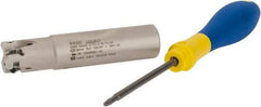 Iscar - 3/4" Cut Diam, 0.315" Max Depth of Cut, 3/4" Shank Diam, 3.38" OAL, Indexable Square Shoulder Helical End Mill - H490 AN.X 09 Inserts, Weldon Shank, 90° Lead Angle, Through Coolant, Series Helido - Benchmark Tooling