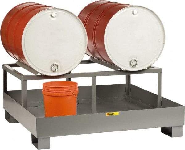 Little Giant - 66 Gal Sump, 2 Drum, Steel Drum Rack - 51" Long x 51" Wide x 22" High - Benchmark Tooling