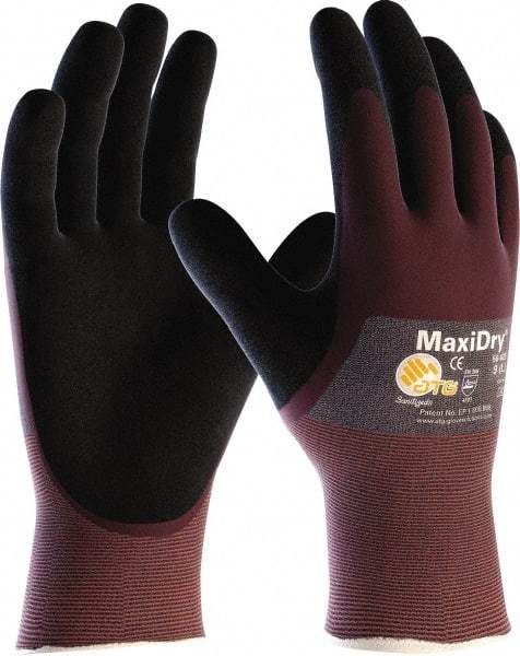 ATG - Size L Nitrile Coated Polyethylene Blend General Protection Work Gloves - For General Purpose, Palm & Fingers Coated, Slip-On Cuff, Full Fingered, Purple, Paired - Benchmark Tooling