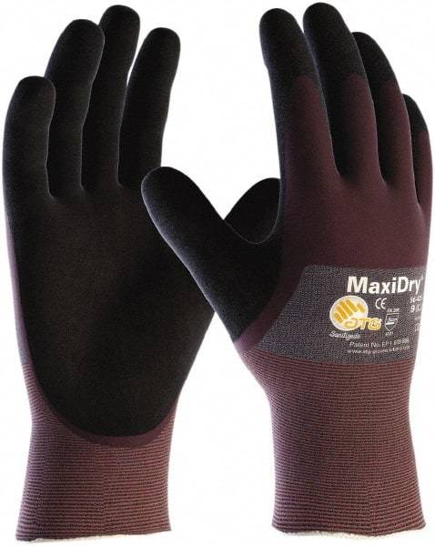ATG - Size 2XL Nitrile Coated Polyethylene Blend General Protection Work Gloves - For General Purpose, Palm & Fingers Coated, Slip-On Cuff, Full Fingered, Purple, Paired - Benchmark Tooling