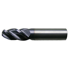 ‎3/8″ Dia. × 3/8″ Shank × 7/8″ DOC × 2-1/2″ OAL, Carbide TiAlN, Spiral , 4 Flute, CW Helix, Round, Ballnose End Mill - Exact Industrial Supply