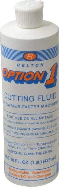 Relton - Option1, 1 Pt Bottle Cutting Fluid - Water Soluble, For Cleaning, Machining - Benchmark Tooling