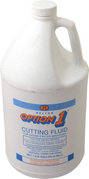 Relton - Option1, 1 Gal Bottle Cutting Fluid - Water Soluble, For Cleaning, Machining - Benchmark Tooling