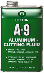 Relton - A-9, 1 Pt Bottle Cutting Fluid - Semisynthetic, For Broaching, Drilling, Milling, Reaming, Sawing, Tapping, Threading - Benchmark Tooling