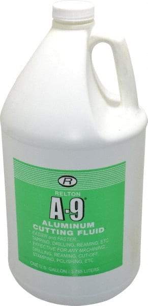 Relton - A-9, 1 Gal Bottle Cutting Fluid - Semisynthetic, For Broaching, Drilling, Milling, Reaming, Sawing, Tapping, Threading - Benchmark Tooling