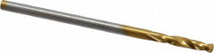 Guhring - #50 130° Parabolic Flute Cobalt Screw Machine Drill Bit - TiN Finish, Right Hand Cut, 11mm Flute Length, 36mm OAL, Standard Point, Straight Shank - Benchmark Tooling