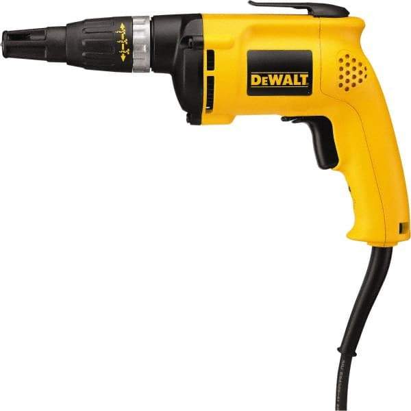 DeWALT - Pistol Grip Handle, 5,300 RPM, 60 In/Lb Torque, Electric Screwdriver - 1/4" Bit Holder, 120 Volts, 6 Amps - Benchmark Tooling