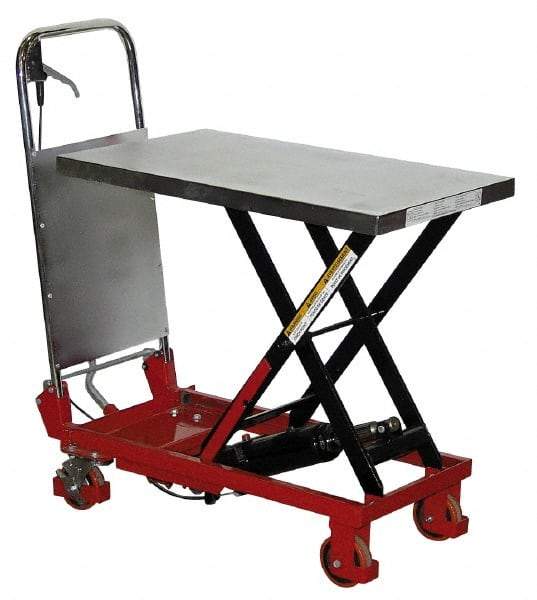 Vestil - 400 Lb Capacity Hydraulic Scissor Elevating Cart - 8-3/4" Lift Height, 27-1/2" Platform Length x 17-1/2" Platform Width - Benchmark Tooling