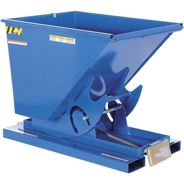 Vestil - 6,000 Lb Load Capacity, 0.5 Cu Yd, Steel Self-Dumping Hopper - 33-1/2" Wide x 52" Long x 38-1/2" High, Powder Coat Blue - Benchmark Tooling