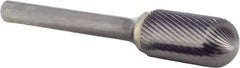 M.A. Ford - 1/2" Cut Diam, 1/4" Shank Diam, Cylinder with Radius Head Single Fine Cut Burr - Carbide, Radius End, 1" LOC, 3" OAL - Benchmark Tooling
