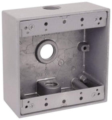 Thomas & Betts - 2 Gang, (3) 3/4" Knockouts, Aluminum Square Outlet Box - 4-9/16" Overall Height x 4-5/8" Overall Width x 2-1/16" Overall Depth, Weather Resistant - Benchmark Tooling