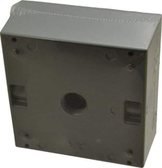 Thomas & Betts - 2 Gang, (3) 1/2" Knockouts, Aluminum Square Outlet Box - 4-9/16" Overall Height x 4-5/8" Overall Width x 2-1/16" Overall Depth, Weather Resistant - Benchmark Tooling