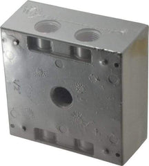 Thomas & Betts - 2 Gang, (5) 1/2" Knockouts, Aluminum Square Outlet Box - 4-9/16" Overall Height x 4-5/8" Overall Width x 2-1/16" Overall Depth, Weather Resistant - Benchmark Tooling