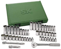 SK - 47 Piece 3/8" Drive Deep Well Socket Set - 6, 12 Points, 1/4" to 7/8" (6mm to 19mm) Range, Inch/Metric Measurement Standard - Benchmark Tooling