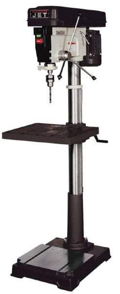 Jet - 20" Swing, Step Pulley Drill Press - 12 Speed, 1 hp, Single Phase - Benchmark Tooling