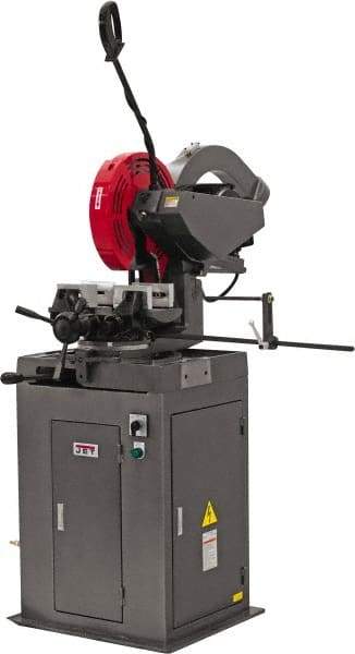 Jet - 2 Cutting Speeds, 14" Blade Diam, Cold Saw - 1,750 & 3,500 RPM Blade Speed, Floor Machine, 3 Phase, Compatible with Non-Ferrous Material - Benchmark Tooling