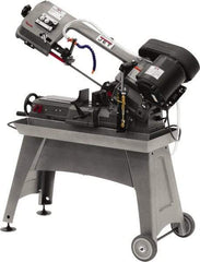 Jet - 5 x 8" Manual Horizontal Bandsaw - 1 Phase, 1/2 hp, 115 Volts, 45° Angle of Vise Rotation, Step Pulley Drive - Benchmark Tooling