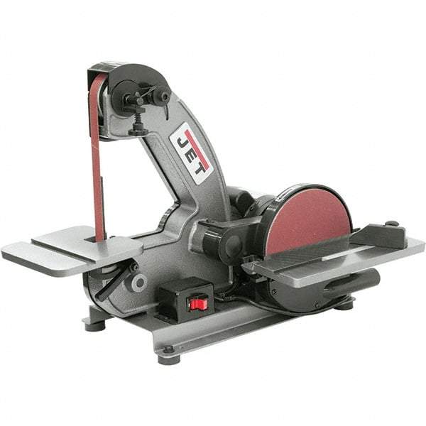 Jet - 42 Inch Long x 1 Inch Wide Belt, 8 Inch Diameter, Vertical Combination Sanding Machine - 3,000 Ft./min Belt Speed, 1/3 HP, Single Phase - Benchmark Tooling