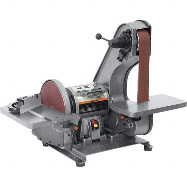 Jet - 42 Inch Long x 2 Inch Wide Belt, 8 Inch Diameter, Horizontal and Vertical Combination Sanding Machine - 3,100 Ft./min Belt Speed, 3/4 HP, Single Phase - Benchmark Tooling