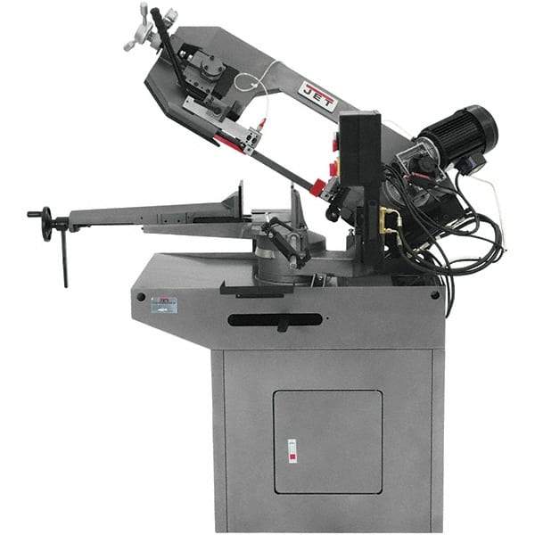 Jet - 8-3/4 x 7" Max Capacity, Manual Geared Head Horizontal Bandsaw - 157 to 314 SFPM Blade Speed, 230 Volts, 45 & 60°, 1.5 hp, 3 Phase - Benchmark Tooling