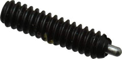 Vlier - 6-32, 17/32" Thread Length, 1/16" Plunger Projection, Steel Threaded Spring Plunger - 0.044 - 0.045" Max Plunger Diam, 17/32" Plunger Length, 0.5 Lb Init End Force, 1.5 Lb Final End Force - Benchmark Tooling