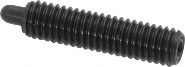 Vlier - 10-32, 3/4" Thread Length, 1/8" Plunger Projection, Steel Threaded Spring Plunger - 0.091 - 0.092" Max Plunger Diam, 3/4" Plunger Length, 2.9 Lb Init End Force, 11.1 Lb Final End Force - Benchmark Tooling