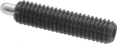 Vlier - 10-32, 3/4" Thread Length, 1/8" Plunger Projection, Steel Threaded Spring Plunger - 0.091 - 0.092" Max Plunger Diam, 3/4" Plunger Length, 1.3 Lb Init End Force, 2.7 Lb Final End Force - Benchmark Tooling