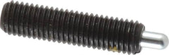 Vlier - 1/4-28, 1" Thread Length, 3/16" Plunger Projection, Steel Threaded Spring Plunger - 0.117 - 0.118" Max Plunger Diam, 1" Plunger Length, 1 Lb Init End Force, 4 Lb Final End Force - Benchmark Tooling