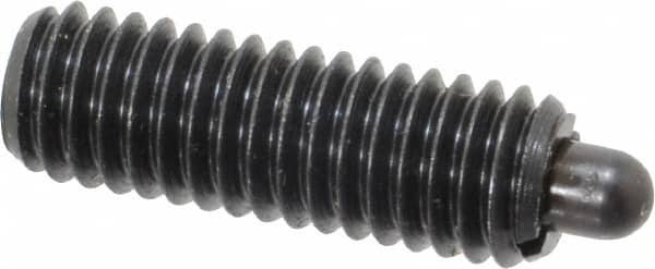 Vlier - 3/8-16, 1-1/8" Thread Length, 3/16" Plunger Projection, Steel Threaded Spring Plunger - 0.186 - 3/16" Max Plunger Diam, 1-1/8" Plunger Length, 5.5 Lb Init End Force, 14.5 Lb Final End Force - Benchmark Tooling