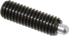 Vlier - 3/8-16, 1-1/8" Thread Length, 3/16" Plunger Projection, Steel Threaded Spring Plunger - 0.186 - 3/16" Max Plunger Diam, 1-1/8" Plunger Length, 2.8 Lb Init End Force, 7.2 Lb Final End Force - Benchmark Tooling