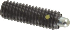 Vlier - 3/8-16, 1-1/8" Thread Length, 3/16" Plunger Projection, Steel Threaded Spring Plunger - 0.186 - 3/16" Max Plunger Diam, 1-1/8" Plunger Length, 2.8 Lb Init End Force, 7.2 Lb Final End Force - Benchmark Tooling