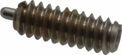 Vlier - 6-32, 3/8" Thread Length, 1/16" Plunger Projection, Stainless Steel Threaded Spring Plunger - 0.044 - 0.045" Max Plunger Diam, 3/8" Plunger Length, 1 Lb Init End Force, 1.6 Lb Final End Force - Benchmark Tooling