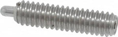 Vlier - 8-32, 5/8" Thread Length, 3/32" Plunger Projection, Stainless Steel Threaded Spring Plunger - 0.069 - 0.07" Max Plunger Diam, 5/8" Plunger Length, 2.7 Lb Init End Force, 7.3 Lb Final End Force - Benchmark Tooling