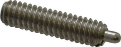 Vlier - 8-32, 5/8" Thread Length, 3/32" Plunger Projection, Stainless Steel Threaded Spring Plunger - 0.069 - 0.07" Max Plunger Diam, 5/8" Plunger Length, 0.7 Lb Init End Force, 2.3 Lb Final End Force - Benchmark Tooling