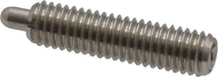 Vlier - 10-32, 3/4" Thread Length, 1/8" Plunger Projection, Stainless Steel Threaded Spring Plunger - 0.091 - 0.092" Max Plunger Diam, 3/4" Plunger Length, 1.3 Lb Init End Force, 2.7 Lb Final End Force - Benchmark Tooling