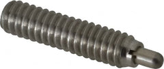 Vlier - 1/4-20, 1" Thread Length, 3/16" Plunger Projection, Stainless Steel Threaded Spring Plunger - 0.117 - 0.118" Max Plunger Diam, 1" Plunger Length, 3 Lb Init End Force, 13 Lb Final End Force - Benchmark Tooling